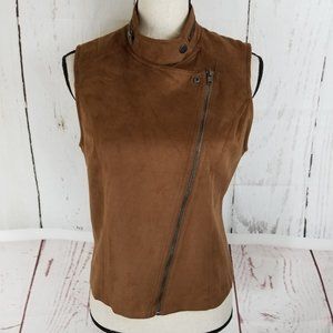 Skies Are Blue Faux Suede Vest Sz S Brown